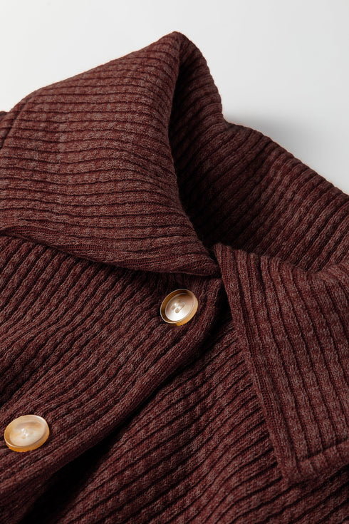 Ribbed Knit Corduroy Button Front Flap Pocket Shacket Jacket