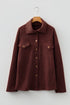 Ribbed Knit Corduroy Button Front Flap Pocket Shacket Jacket