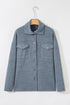 Ribbed Knit Corduroy Button Front Flap Pocket Shacket Jacket