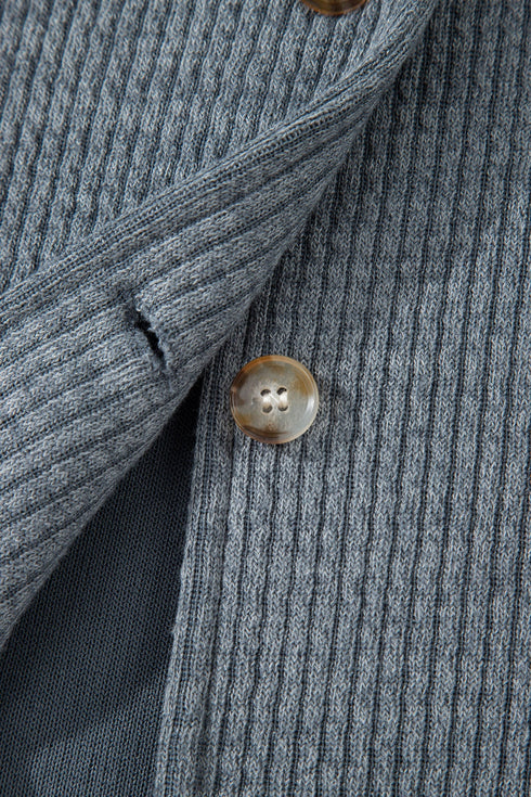 Ribbed Knit Corduroy Button Front Flap Pocket Shacket Jacket