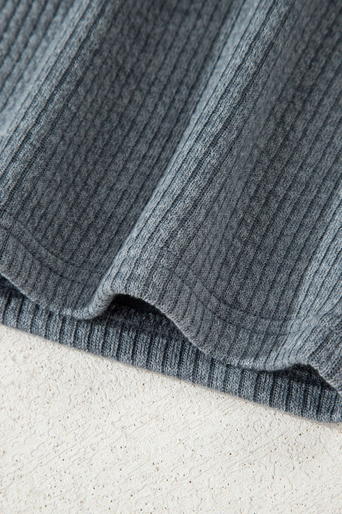 Ribbed Knit Corduroy Button Front Flap Pocket Shacket Jacket
