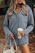 Ribbed Knit Corduroy Button Front Flap Pocket Shacket Jacket