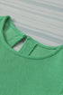 Ribbed Knit Cotton Blend Puffy Ruffle Sleeve Blouse