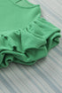 Ribbed Knit Cotton Blend Puffy Ruffle Sleeve Blouse