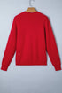 Ribbed Knit Crew Neck Bow Graphic Pullover Sweater