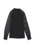 Ribbed Knit Crew Neck Sheer Sleeve Top