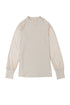 Ribbed Knit Crew Neck Sheer Sleeve Top