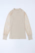 Ribbed Knit Crew Neck Sheer Sleeve Top