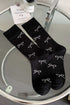 Ribbed Knit Crew Socks With Bow Print Detail