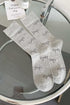 Ribbed Knit Crew Socks With Bow Print Detail