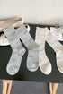 Ribbed Knit Crew Socks With Bow Print Detail