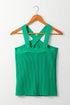 Ribbed Knit Crisscross Neckline Fitted Halter Top