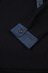 Ribbed Knit Denim Patchwork Hooded Long Sleeve Top