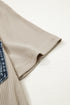 Ribbed Knit Denim Patchwork Polo Collar T Shirt Dress