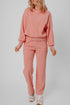 Ribbed Knit Drop Shoulder Wide Leg Lounge Pant Set