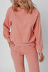 Ribbed Knit Drop Shoulder Wide Leg Lounge Pant Set