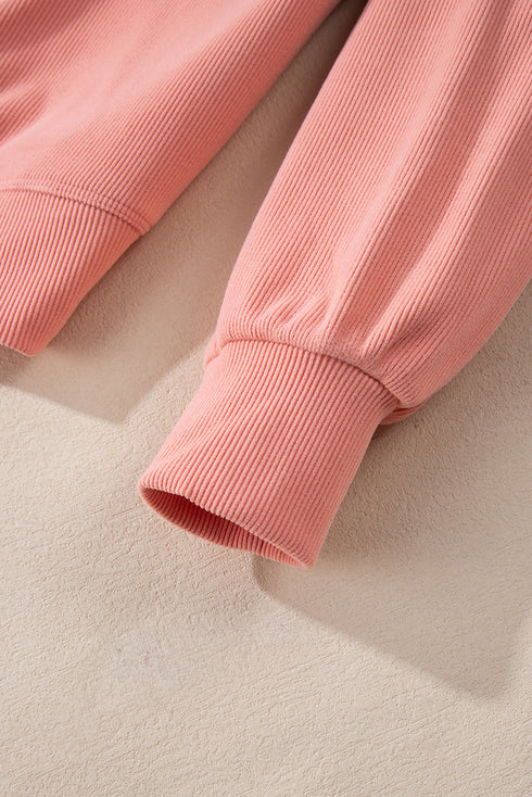 Ribbed Knit Drop Shoulder Wide Leg Lounge Pant Set