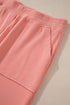 Ribbed Knit Drop Shoulder Wide Leg Lounge Pant Set