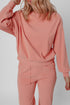 Ribbed Knit Drop Shoulder Wide Leg Lounge Pant Set