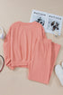 Ribbed Knit Drop Shoulder Wide Leg Lounge Pant Set