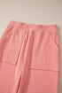 Ribbed Knit Drop Shoulder Wide Leg Lounge Pant Set