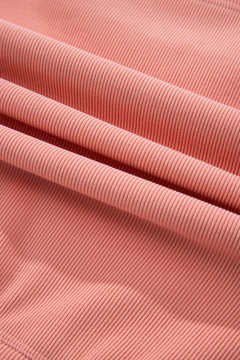 Ribbed Knit Drop Shoulder Wide Leg Lounge Pant Set
