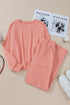 Ribbed Knit Drop Shoulder Wide Leg Lounge Pant Set