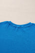 Ribbed Knit Exposed Seam V Neck Relaxed Fit Top