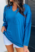 Ribbed Knit Exposed Seam V Neck Relaxed Fit Top
