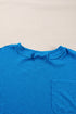 Ribbed Knit Exposed Seam V Neck Relaxed Fit Top
