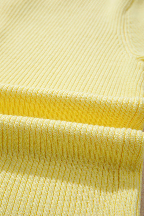 Ribbed Knit Frilled Trim Cardigan Short Sleeve Sweater