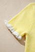 Ribbed Knit Frilled Trim Cardigan Short Sleeve Sweater