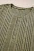 Ribbed Knit Half Button Placket Long Sleeve Slim Shirt