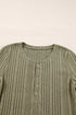 Ribbed Knit Half Button Placket Long Sleeve Slim Shirt
