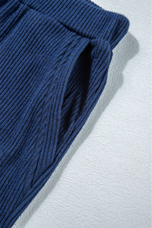 Ribbed Knit Half Zip Hooded Jogger Jumpsuit