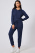 Ribbed Knit Half Zip Hooded Jogger Jumpsuit