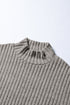 Ribbed Knit High Neck Long Sleeve Pullover Top