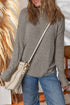 Ribbed Knit High Neck Long Sleeve Pullover Top