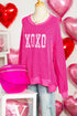 Ribbed Knit Long Sleeve Embroidered Bow Graphic Top