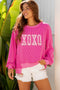 Ribbed Knit Long Sleeve Embroidered Bow Graphic Top