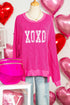 Ribbed Knit Long Sleeve Embroidered Bow Graphic Top