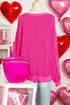 Ribbed Knit Long Sleeve Embroidered Bow Graphic Top