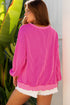 Ribbed Knit Long Sleeve Embroidered Bow Graphic Top