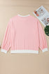 Ribbed Knit Long Sleeve Round Neck Top