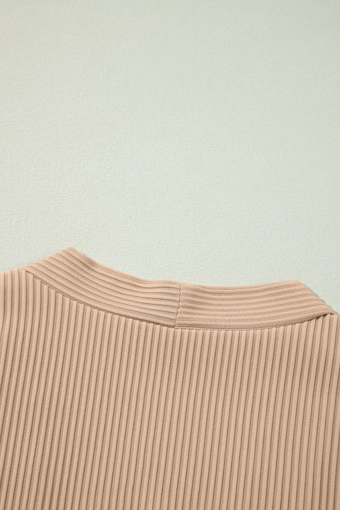 Ribbed Knit Open Front Crochet Sleeve Long Cardigan
