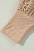 Ribbed Knit Open Front Crochet Sleeve Long Cardigan
