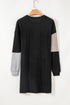 Ribbed Knit Panel Crew Neck Mini Sweater Dress