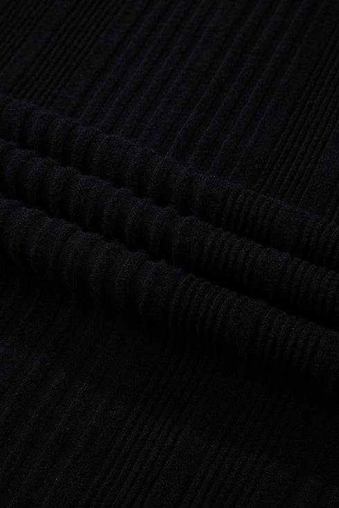 Ribbed Knit Panel Crew Neck Mini Sweater Dress