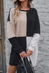 Ribbed Knit Panel Crew Neck Mini Sweater Dress