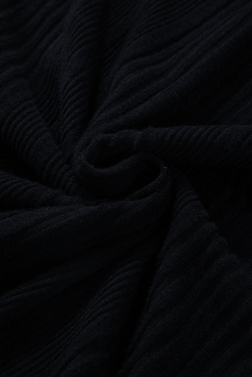 Ribbed Knit Panel Crew Neck Mini Sweater Dress
